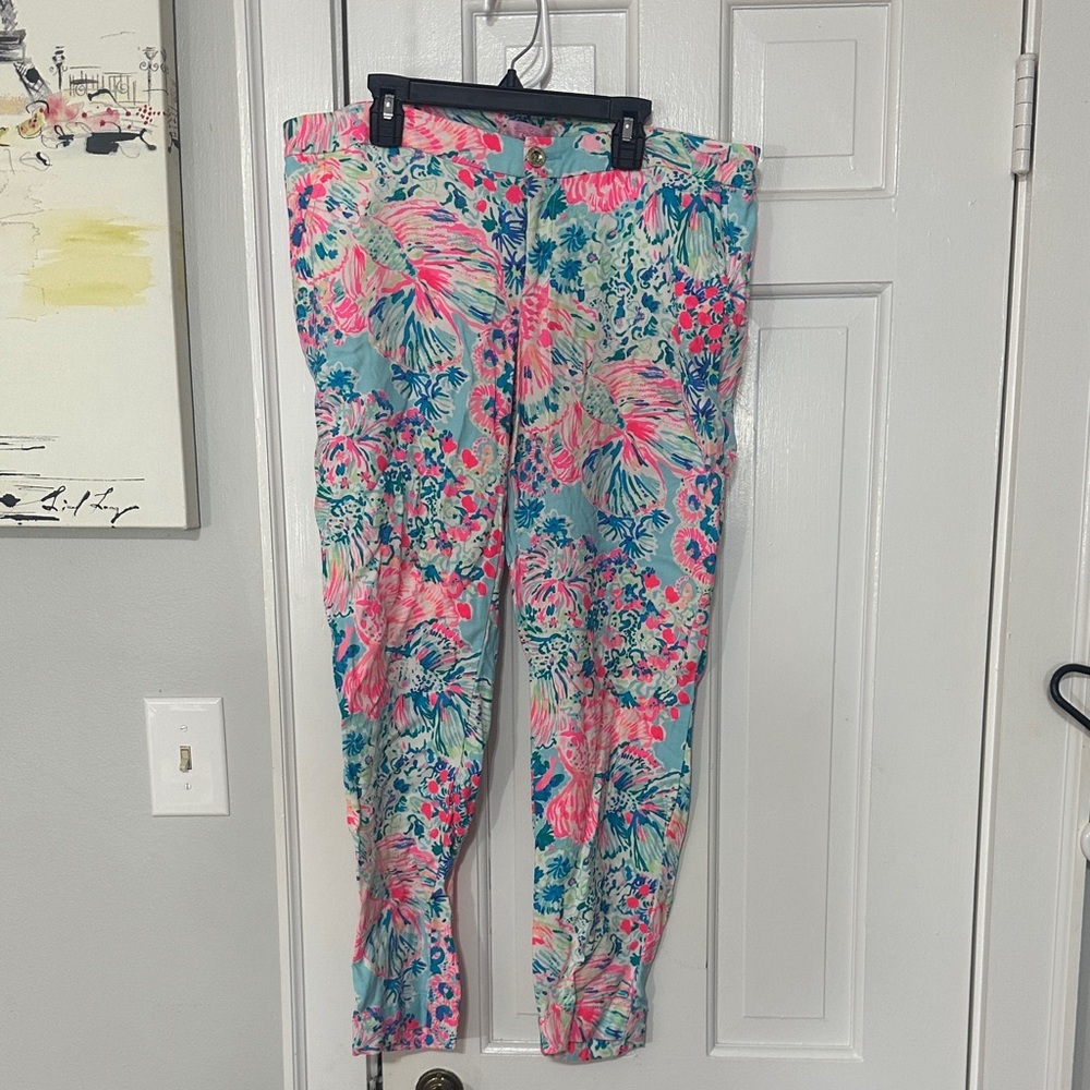 Lilly Pulitzer Alina ankle pants in the "Serene Blue Gypsea" print size 12